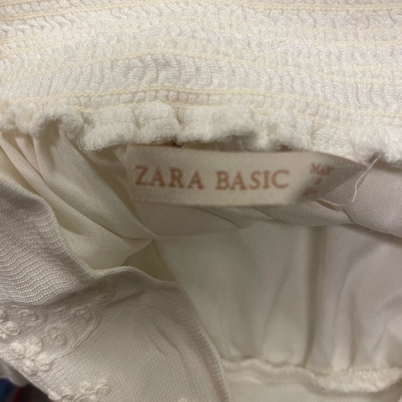 ZARA Maxi Shirt Crinkle Chiffon Pull On Embroidered Waist/Hem Lined Size Small - Picture 6 of 10